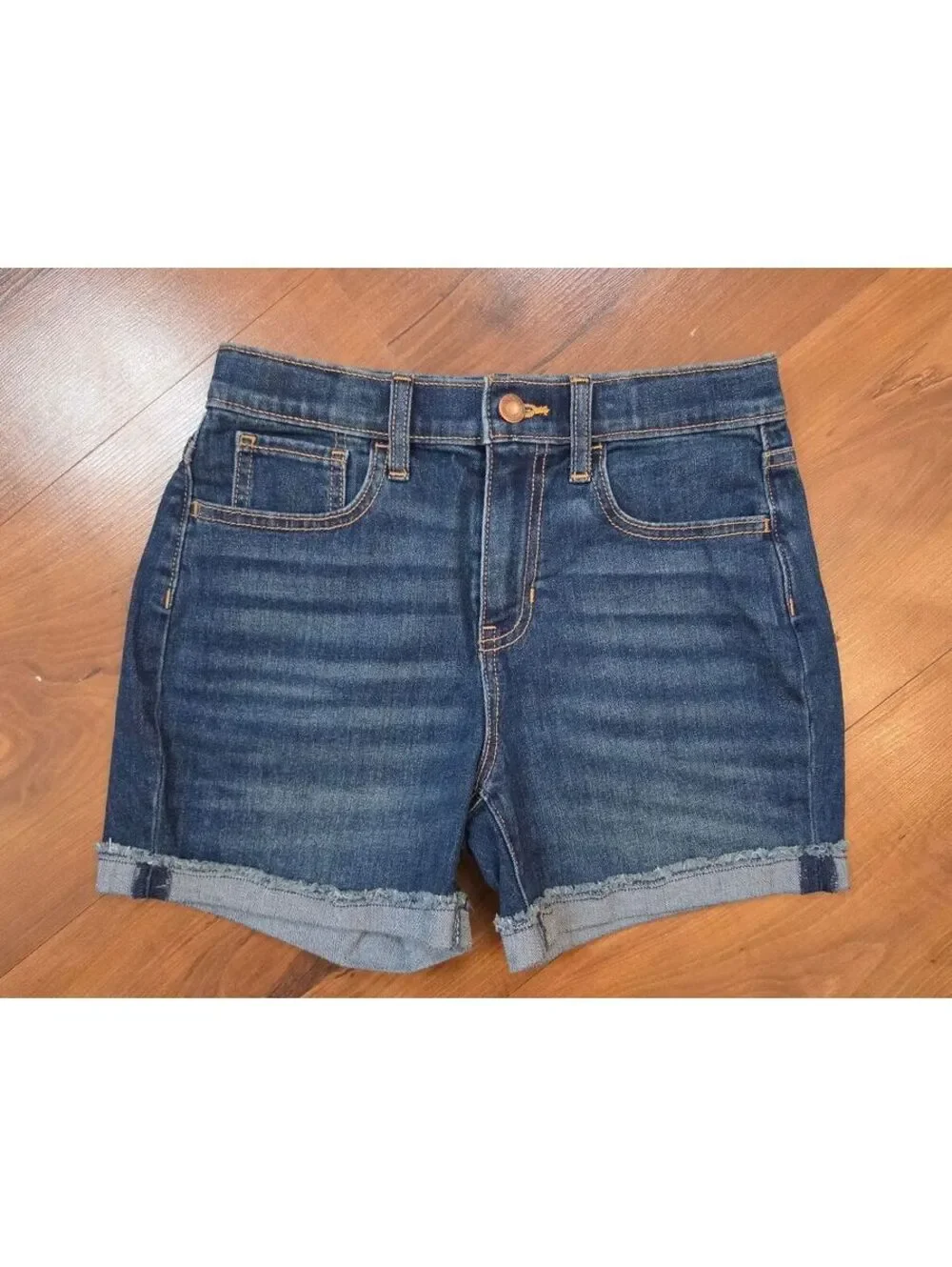 Old Navy Girls Denim Shorts, Blue Cuffed Jean Shorts, Sz 14, #174